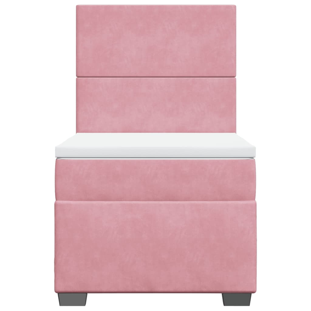 Κρεβάτι Boxspring με Στρώμα Ροζ 80 x 200 εκ. Βελούδινο