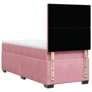 Κρεβάτι Boxspring με Στρώμα Ροζ 80 x 200 εκ. Βελούδινο
