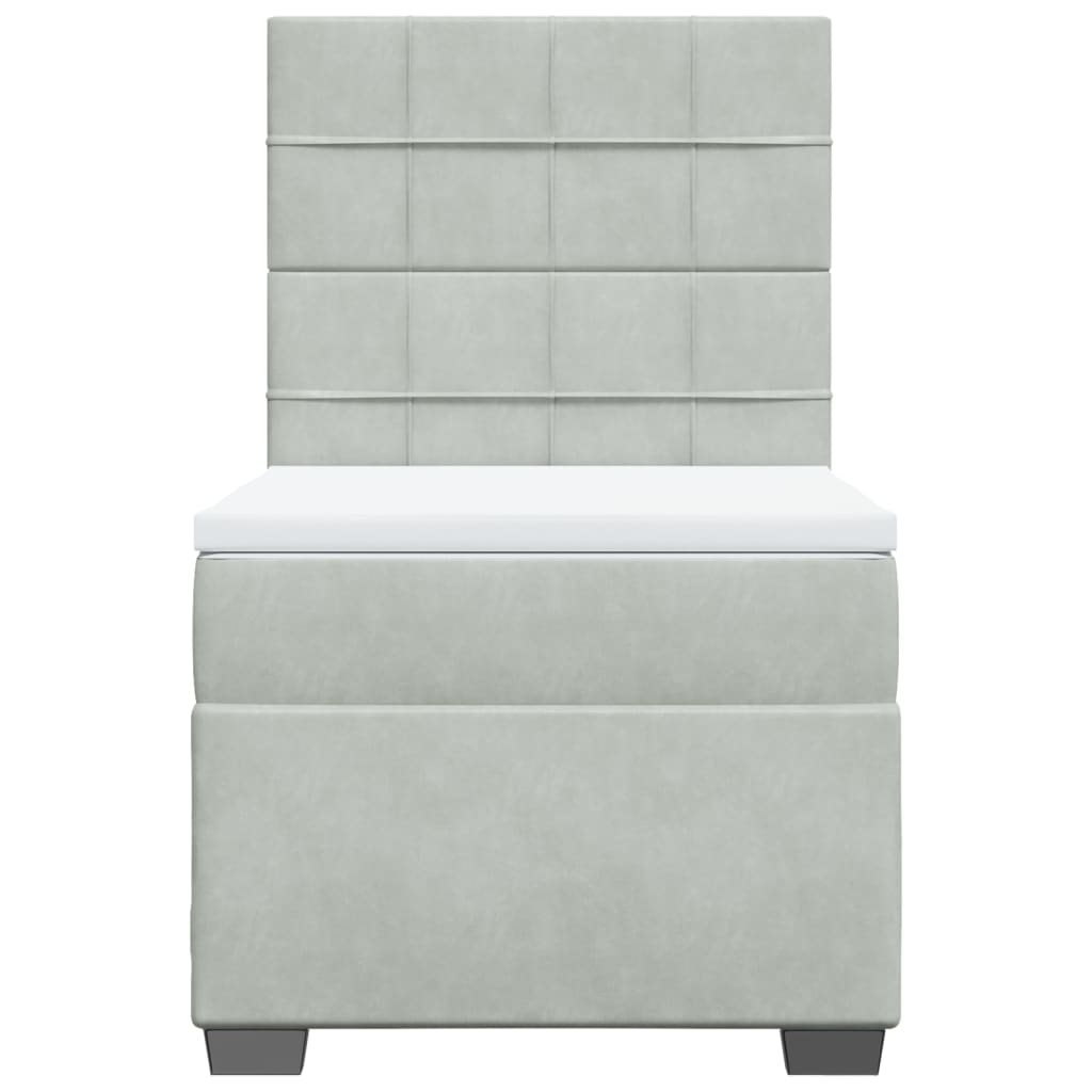 Κρεβάτι Boxspring με Στρώμα Ανοιχτό Γκρι 80x200 εκ. Βελούδινο