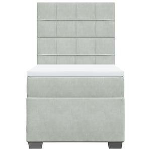 Κρεβάτι Boxspring με Στρώμα Ανοιχτό Γκρι 80x200 εκ. Βελούδινο