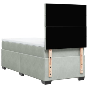 Κρεβάτι Boxspring με Στρώμα Ανοιχτό Γκρι 80x200 εκ. Βελούδινο