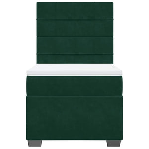 Κρεβάτι Boxspring με Στρώμα Σκούρο Πράσινο 80x200 εκ. Βελούδινο
