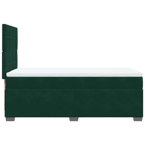Κρεβάτι Boxspring με Στρώμα Σκούρο Πράσινο 80x200 εκ. Βελούδινο