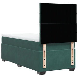 Κρεβάτι Boxspring με Στρώμα Σκούρο Πράσινο 80x200 εκ. Βελούδινο