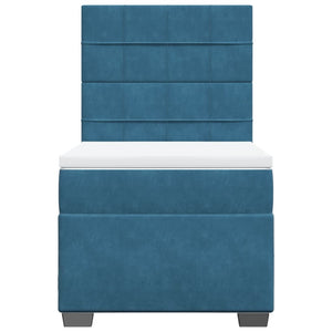 Κρεβάτι Boxspring με Στρώμα Μπλε 80 x 200 εκ. Βελούδινο - Pakobazaar