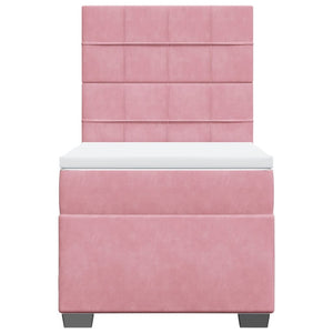 Κρεβάτι Boxspring με Στρώμα Ροζ 80 x 200 εκ. Βελούδινο - Pakobazaar