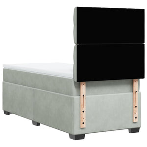 Κρεβάτι Boxspring με Στρώμα Ανοιχτό Γκρι 80x200 εκ. Βελούδινο - Pakobazaar