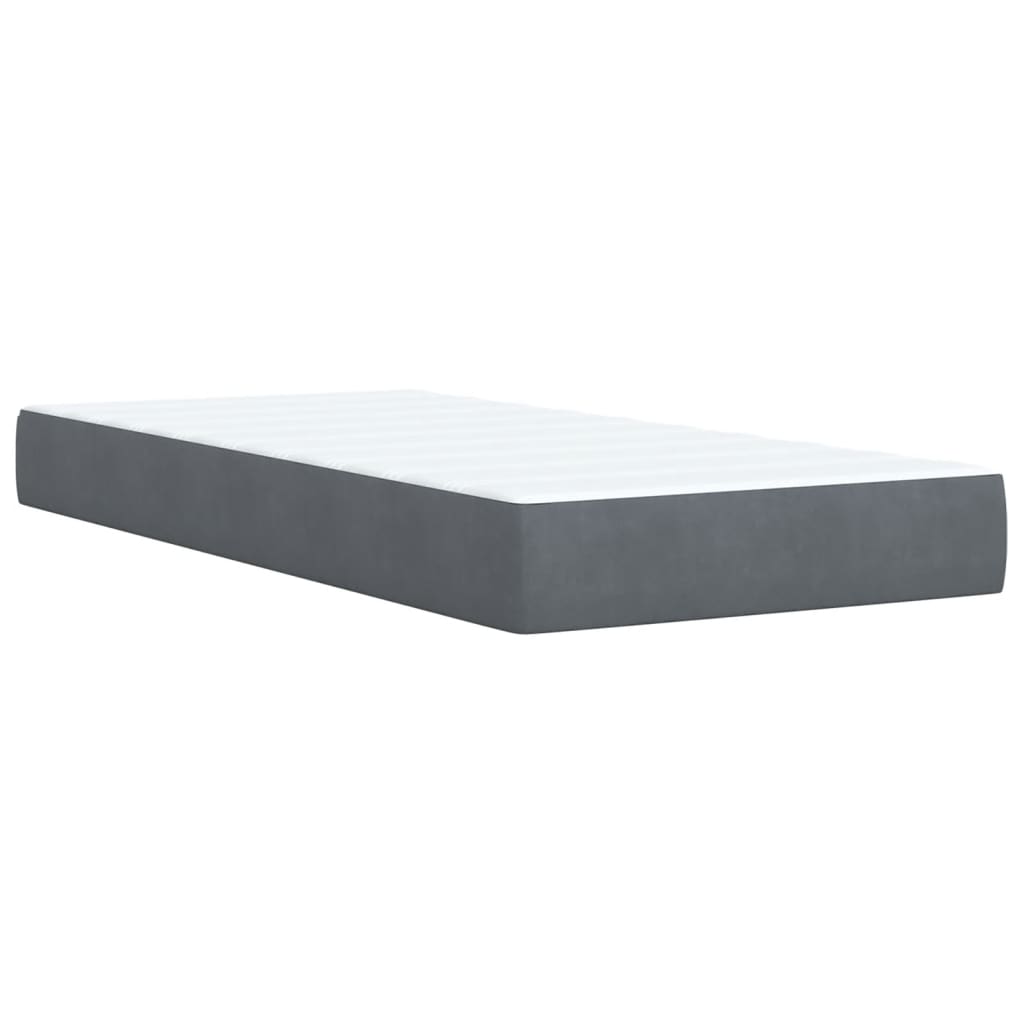 Κρεβάτι Boxspring με Στρώμα Σκούρο Γκρι 80x200 εκ. Βελούδινο - Pakobazaar