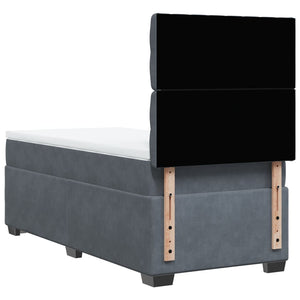 Κρεβάτι Boxspring με Στρώμα Σκούρο Γκρι 80x200 εκ. Βελούδινο - Pakobazaar