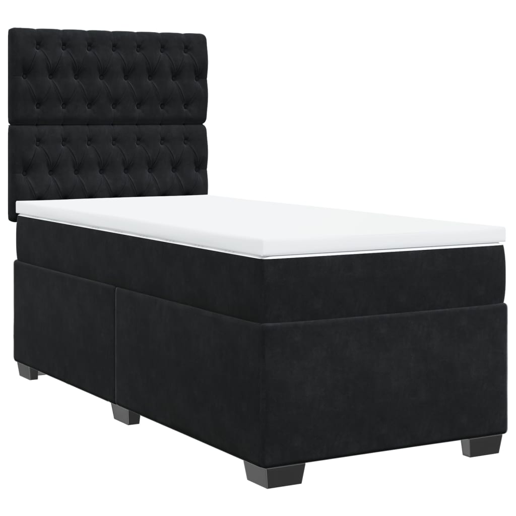 Κρεβάτι Boxspring με Στρώμα Μαύρο 80 x 200 εκ. Βελούδινο