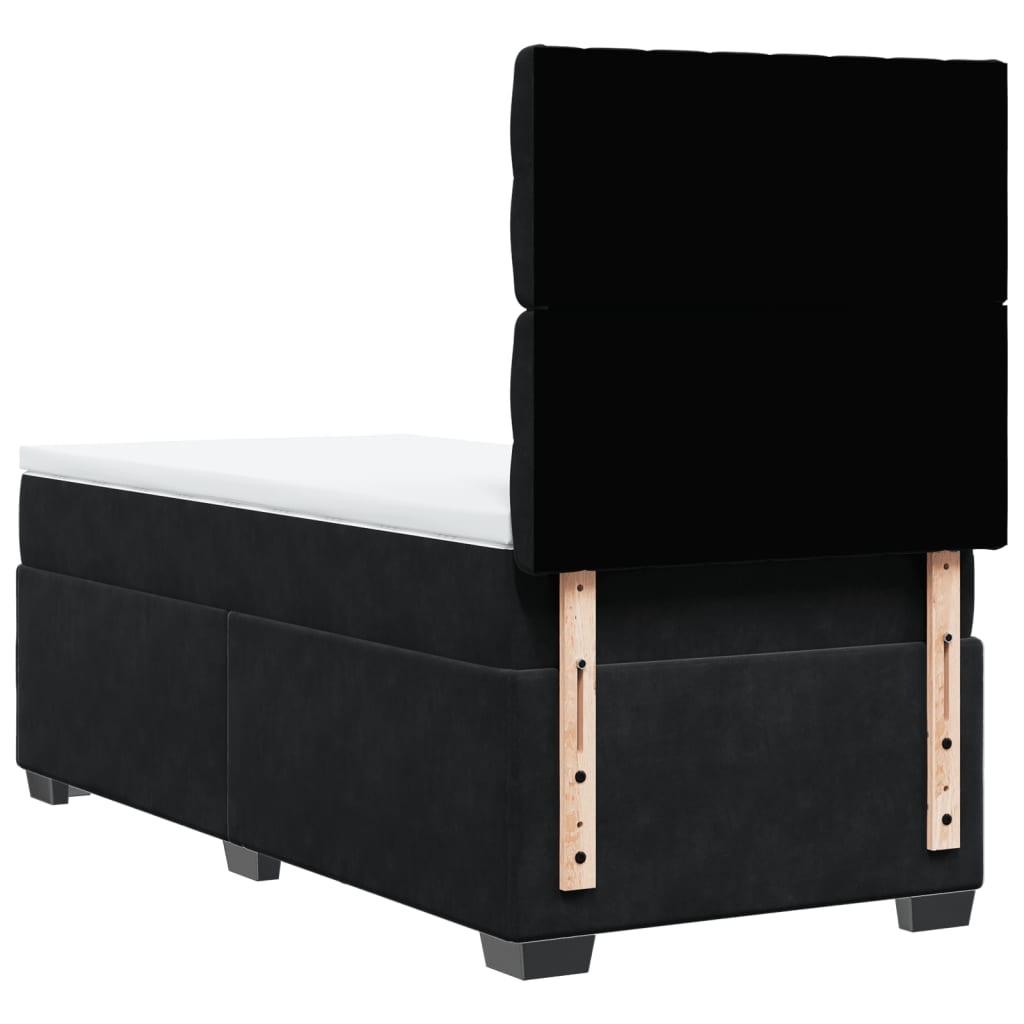 Κρεβάτι Boxspring με Στρώμα Μαύρο 80 x 200 εκ. Βελούδινο