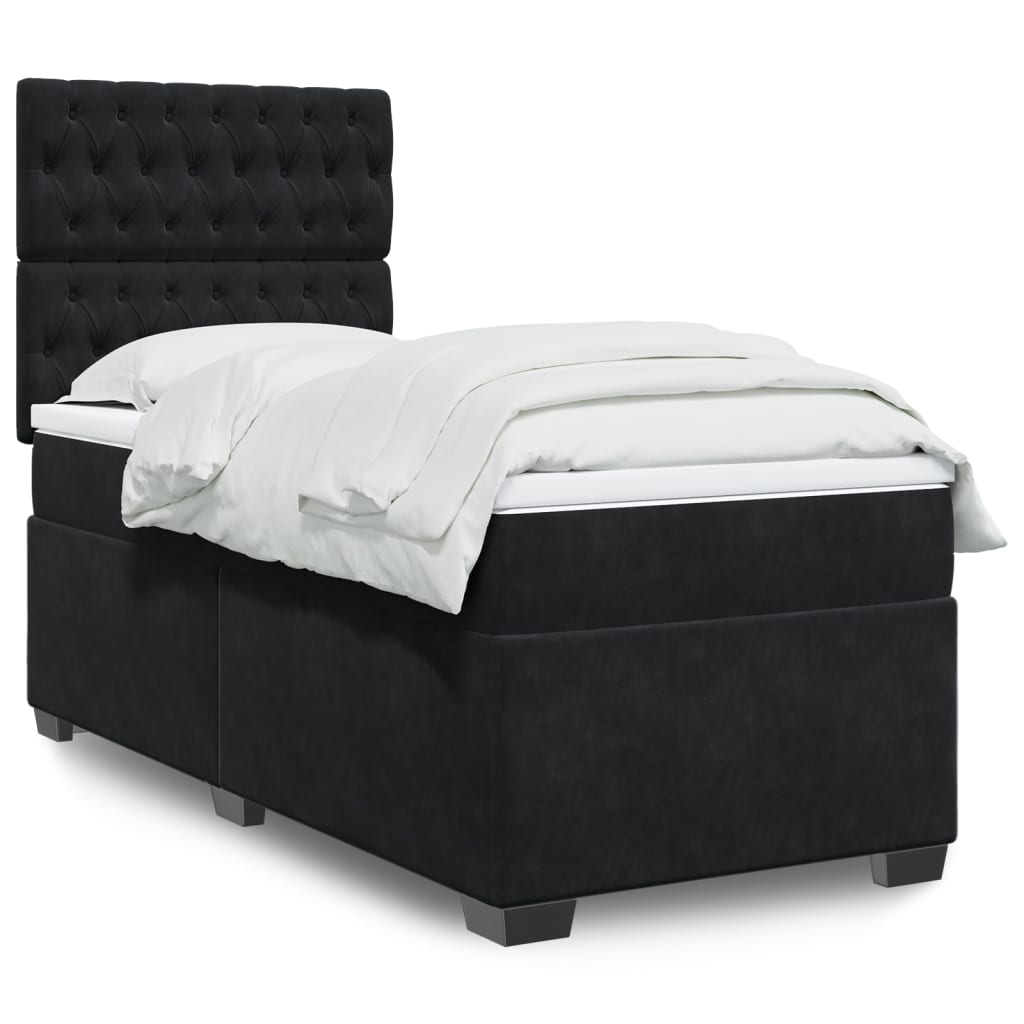 Κρεβάτι Boxspring με Στρώμα Μαύρο 80 x 200 εκ. Βελούδινο