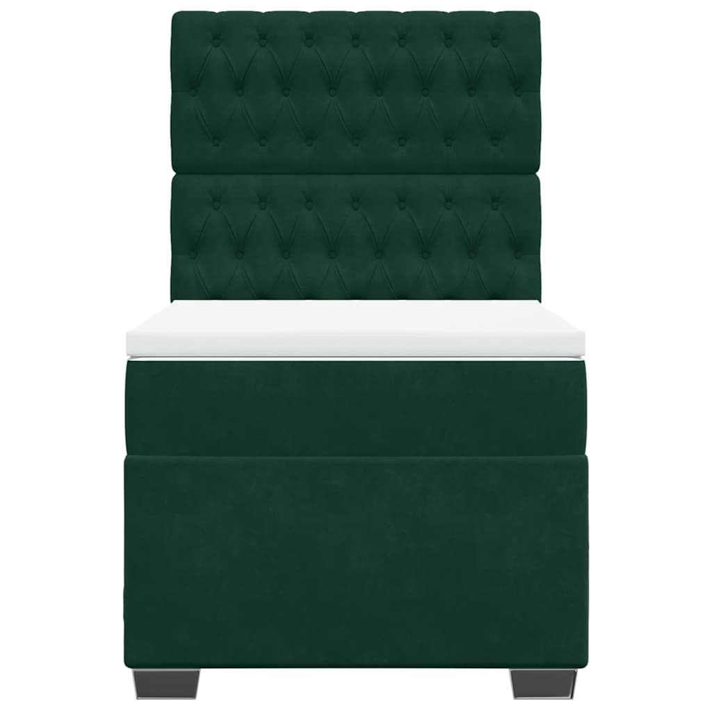 Κρεβάτι Boxspring με Στρώμα Σκούρο Πράσινο 80x200 εκ. Βελούδινο - Pakobazaar