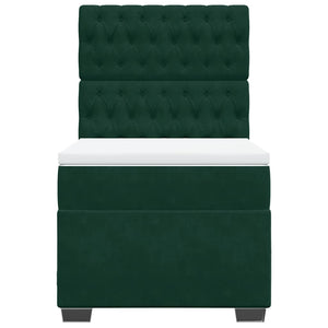 Κρεβάτι Boxspring με Στρώμα Σκούρο Πράσινο 80x200 εκ. Βελούδινο - Pakobazaar