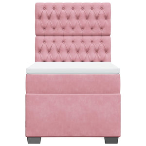 Κρεβάτι Boxspring με Στρώμα Ροζ 80 x 200 εκ. Βελούδινο - Pakobazaar