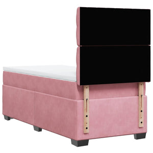 Κρεβάτι Boxspring με Στρώμα Ροζ 80 x 200 εκ. Βελούδινο - Pakobazaar