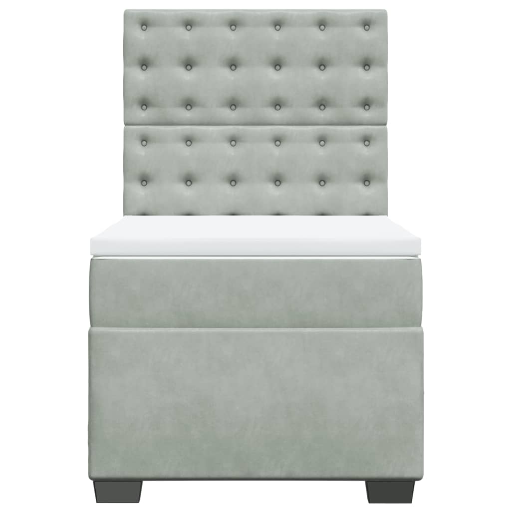 Κρεβάτι Boxspring με Στρώμα Ανοιχτό Γκρι 80x200 εκ. Βελούδινο