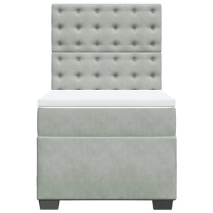 Κρεβάτι Boxspring με Στρώμα Ανοιχτό Γκρι 80x200 εκ. Βελούδινο