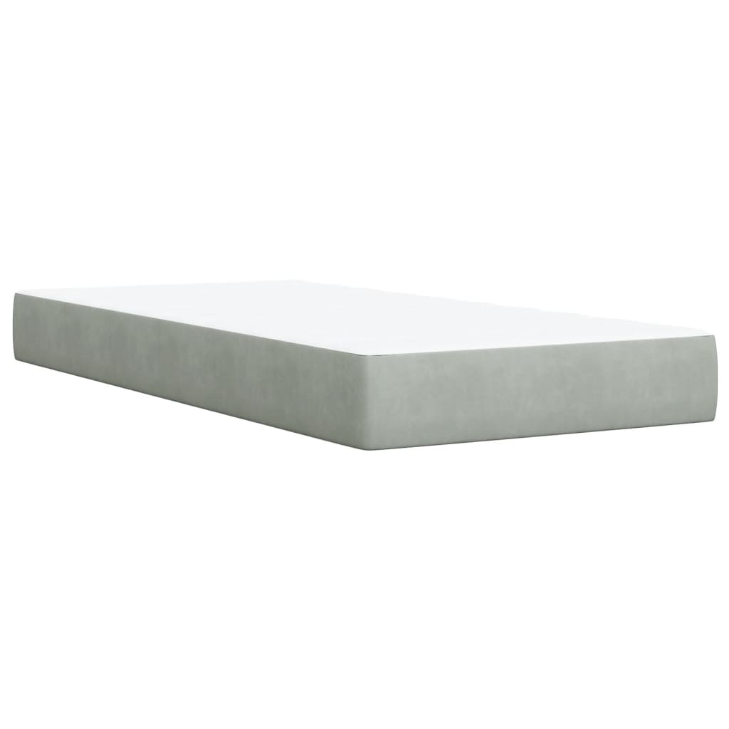 Κρεβάτι Boxspring με Στρώμα Ανοιχτό Γκρι 80x200 εκ. Βελούδινο