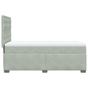 Κρεβάτι Boxspring με Στρώμα Ανοιχτό Γκρι 80x200 εκ. Βελούδινο