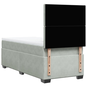 Κρεβάτι Boxspring με Στρώμα Ανοιχτό Γκρι 80x200 εκ. Βελούδινο