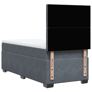 Κρεβάτι Boxspring με Στρώμα Σκούρο Γκρι 80x200 εκ. Βελούδινο