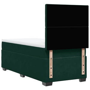 Κρεβάτι Boxspring με Στρώμα Σκούρο Πράσινο 80x200 εκ. Βελούδινο