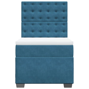 Κρεβάτι Boxspring με Στρώμα Μπλε 80 x 200 εκ. Βελούδινο - Pakobazaar