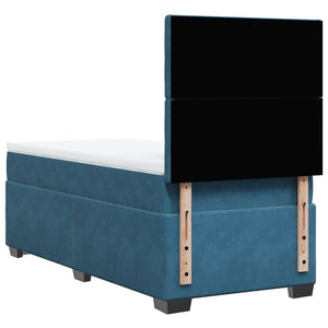 Κρεβάτι Boxspring με Στρώμα Μπλε 80 x 200 εκ. Βελούδινο - Pakobazaar