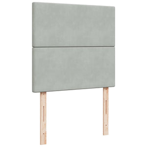 Κρεβάτι Boxspring με Στρώμα Ανοιχτό Γκρι 90x190 εκ. Βελούδινο - Pakobazaar