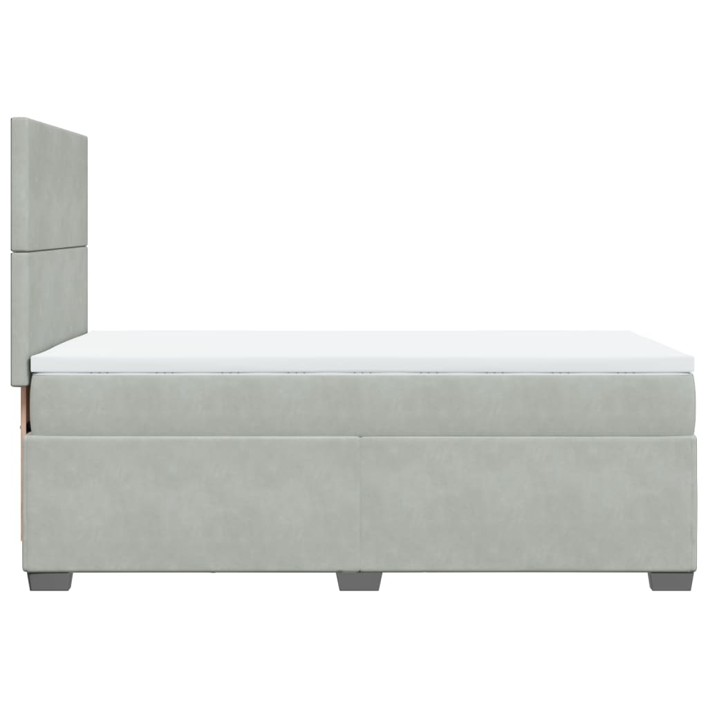 Κρεβάτι Boxspring με Στρώμα Ανοιχτό Γκρι 90x190 εκ. Βελούδινο - Pakobazaar