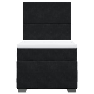 Κρεβάτι Boxspring με Στρώμα Μαύρο 90x190 εκ. Βελούδινο - Pakobazaar