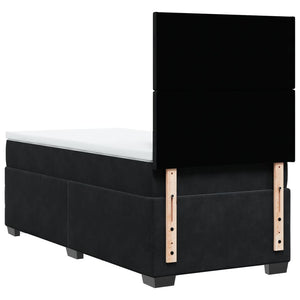 Κρεβάτι Boxspring με Στρώμα Μαύρο 90x190 εκ. Βελούδινο - Pakobazaar