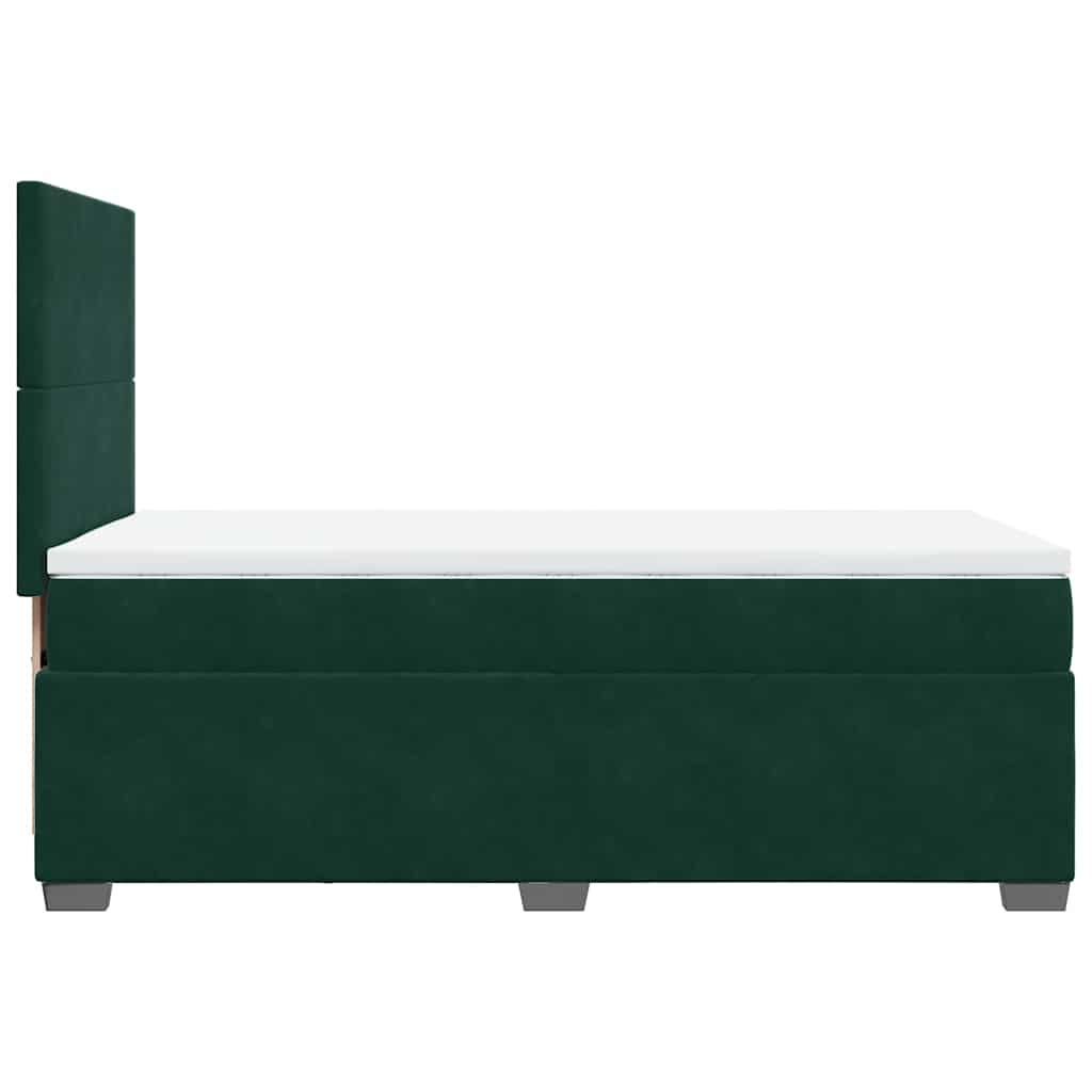 Κρεβάτι Boxspring με Στρώμα Σκούρο Πράσινο 90x190 εκ. Βελούδινο