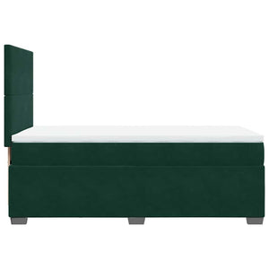 Κρεβάτι Boxspring με Στρώμα Σκούρο Πράσινο 90x190 εκ. Βελούδινο