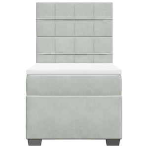 Κρεβάτι Boxspring με Στρώμα Ανοιχτό Γκρι 90x190 εκ. Βελούδινο - Pakobazaar