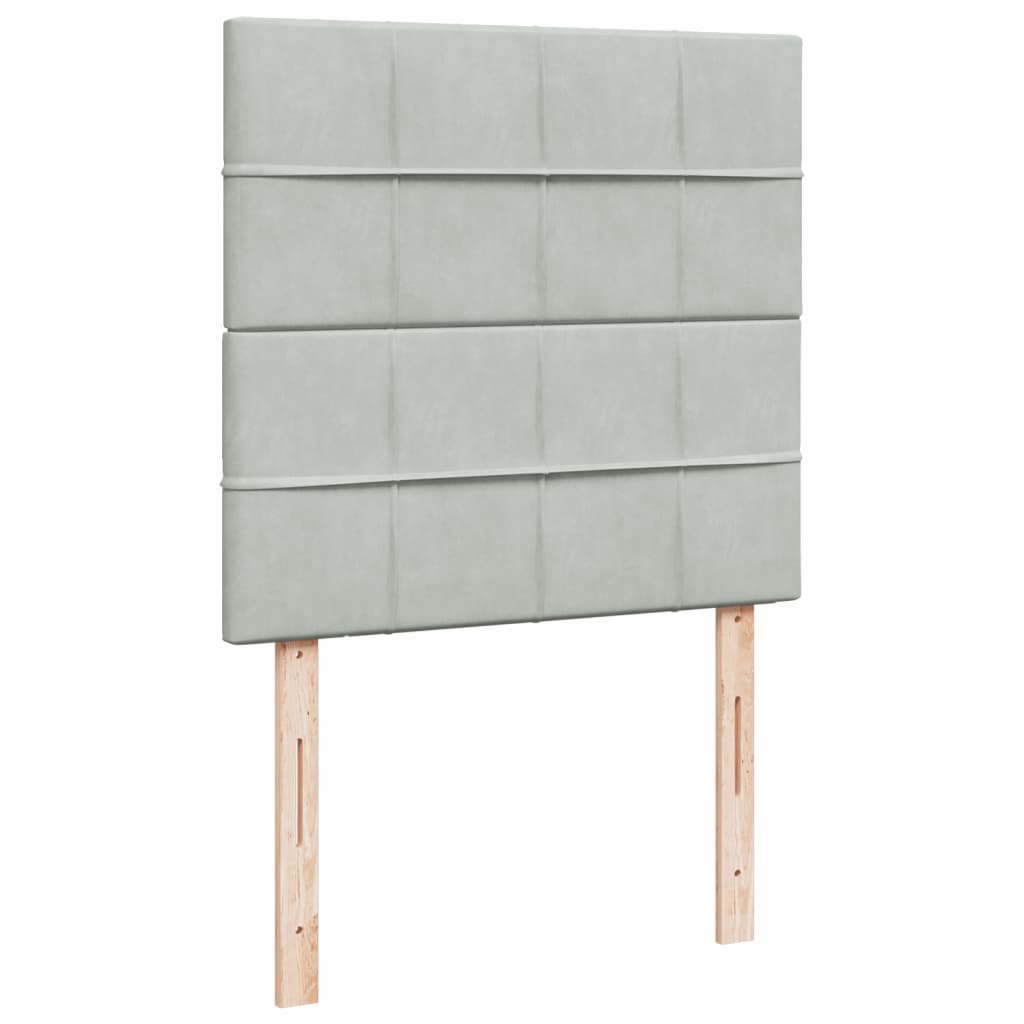 Κρεβάτι Boxspring με Στρώμα Ανοιχτό Γκρι 90x190 εκ. Βελούδινο - Pakobazaar