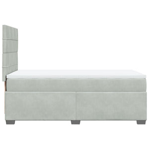 Κρεβάτι Boxspring με Στρώμα Ανοιχτό Γκρι 90x190 εκ. Βελούδινο - Pakobazaar