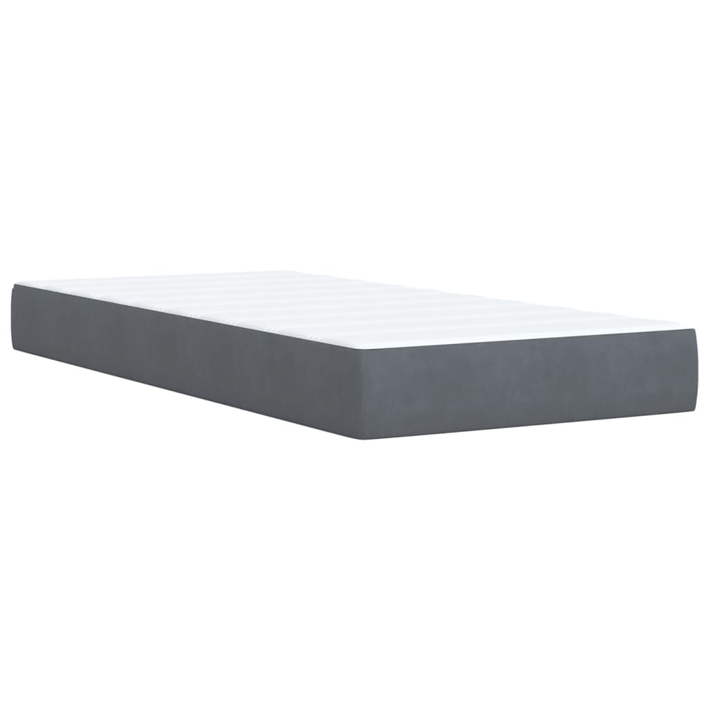 Κρεβάτι Boxspring με Στρώμα Σκούρο Γκρι 90x190 εκ. Βελούδινο