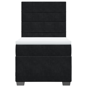 Κρεβάτι Boxspring με Στρώμα Μαύρο 90x190 εκ. Βελούδινο - Pakobazaar