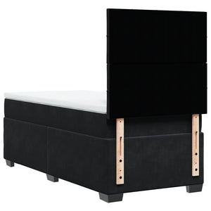 Κρεβάτι Boxspring με Στρώμα Μαύρο 90x190 εκ. Βελούδινο - Pakobazaar