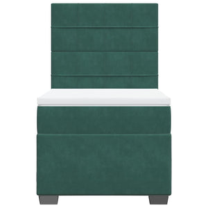 Κρεβάτι Boxspring με Στρώμα Σκούρο Πράσινο 90x190 εκ. Βελούδινο