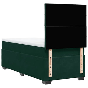Κρεβάτι Boxspring με Στρώμα Σκούρο Πράσινο 90x190 εκ. Βελούδινο