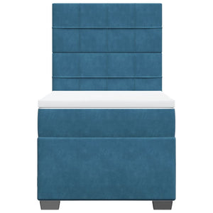 Κρεβάτι Boxspring με Στρώμα Μπλε 90x190 εκ. Βελούδινο