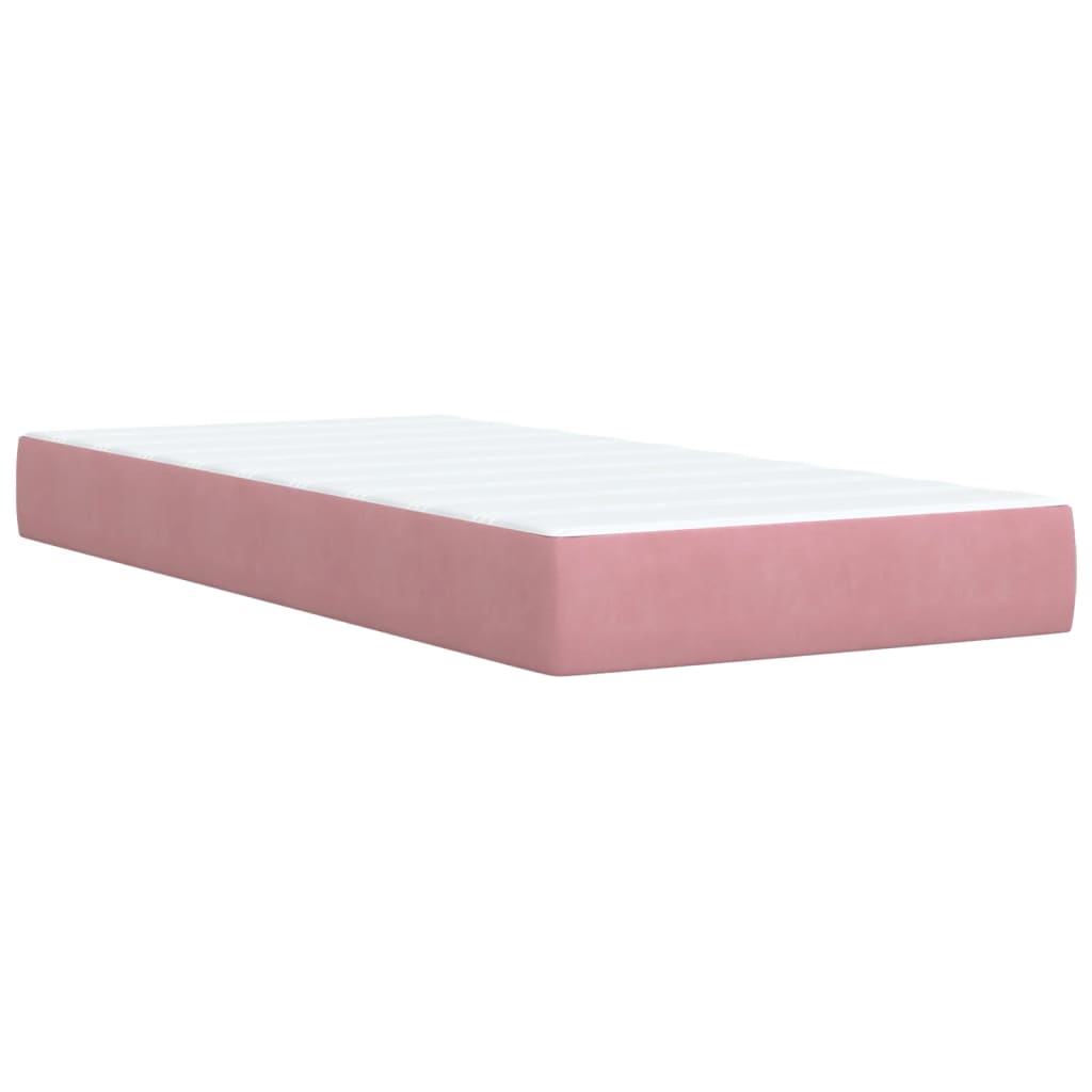 Κρεβάτι Boxspring με Στρώμα Ροζ 90x190 εκ. Βελούδινο