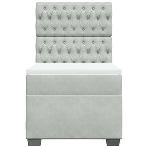 Κρεβάτι Boxspring με Στρώμα Ανοιχτό Γκρι 90x190 εκ. Βελούδινο - Pakobazaar