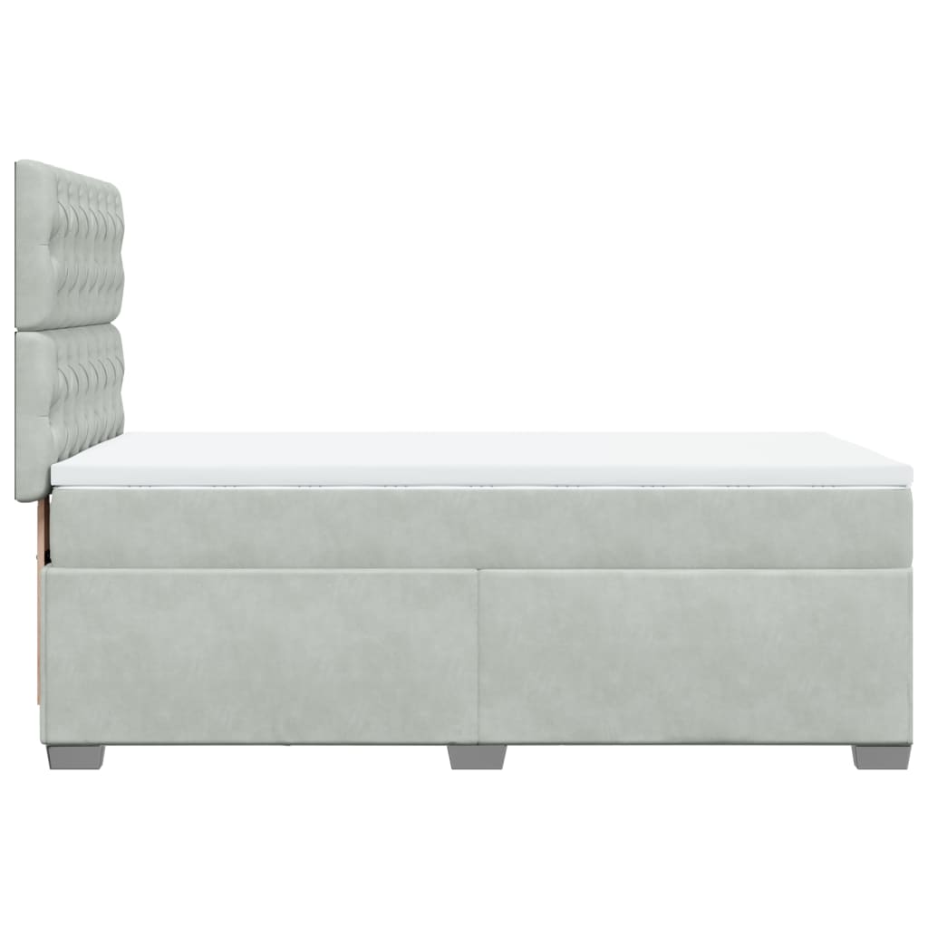 Κρεβάτι Boxspring με Στρώμα Ανοιχτό Γκρι 90x190 εκ. Βελούδινο - Pakobazaar