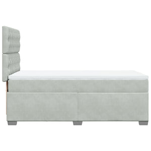 Κρεβάτι Boxspring με Στρώμα Ανοιχτό Γκρι 90x190 εκ. Βελούδινο - Pakobazaar