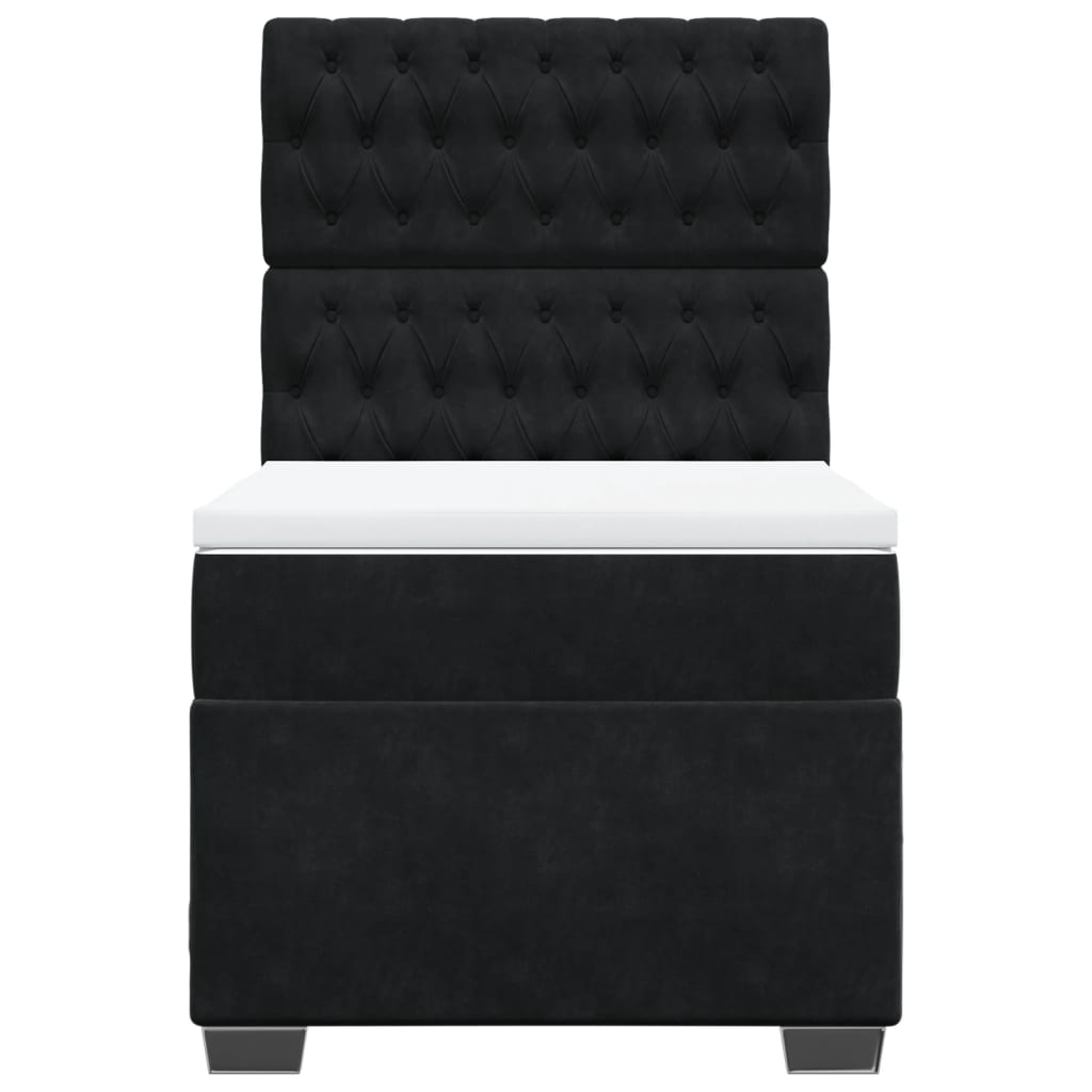 Κρεβάτι Boxspring με Στρώμα Μαύρο 90x190 εκ. Βελούδινο - Pakobazaar