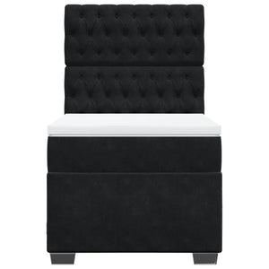 Κρεβάτι Boxspring με Στρώμα Μαύρο 90x190 εκ. Βελούδινο - Pakobazaar